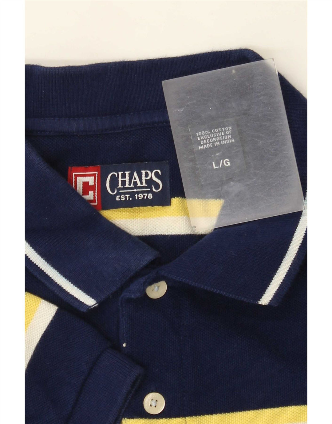 Męska koszulka polo Chaps, duża, bawełniana w granatowe paski