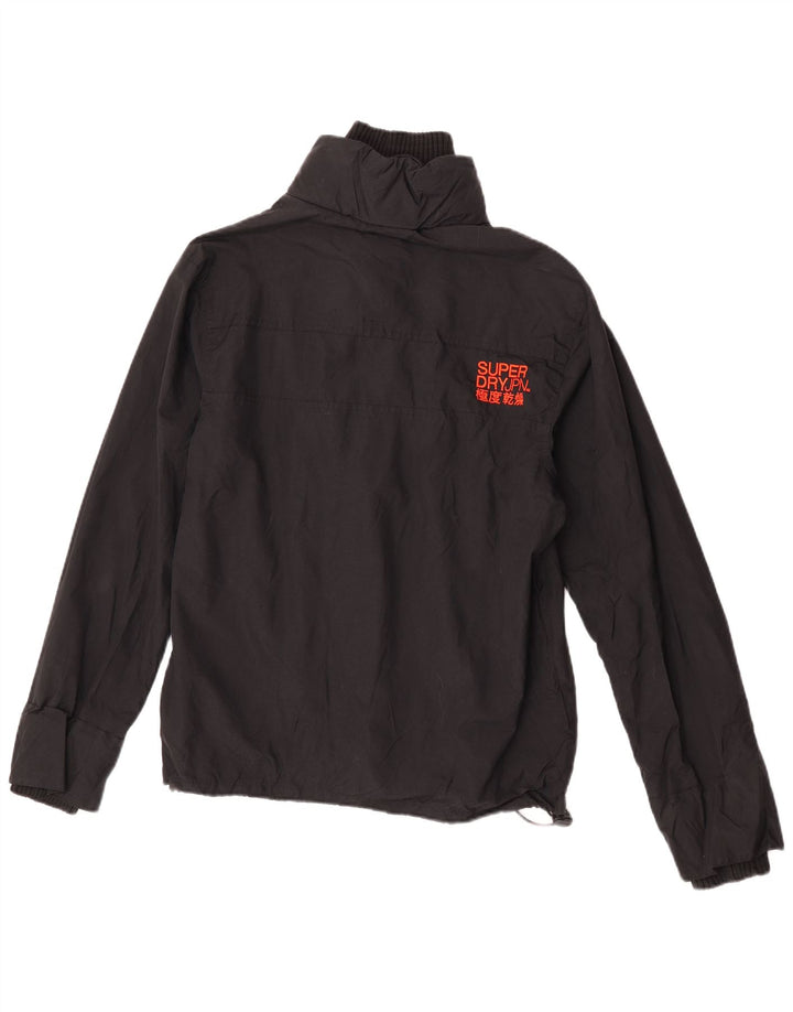 Damska kurtka przeciwdeszczowa Superdry UK 16, duża, czarna nylonowa