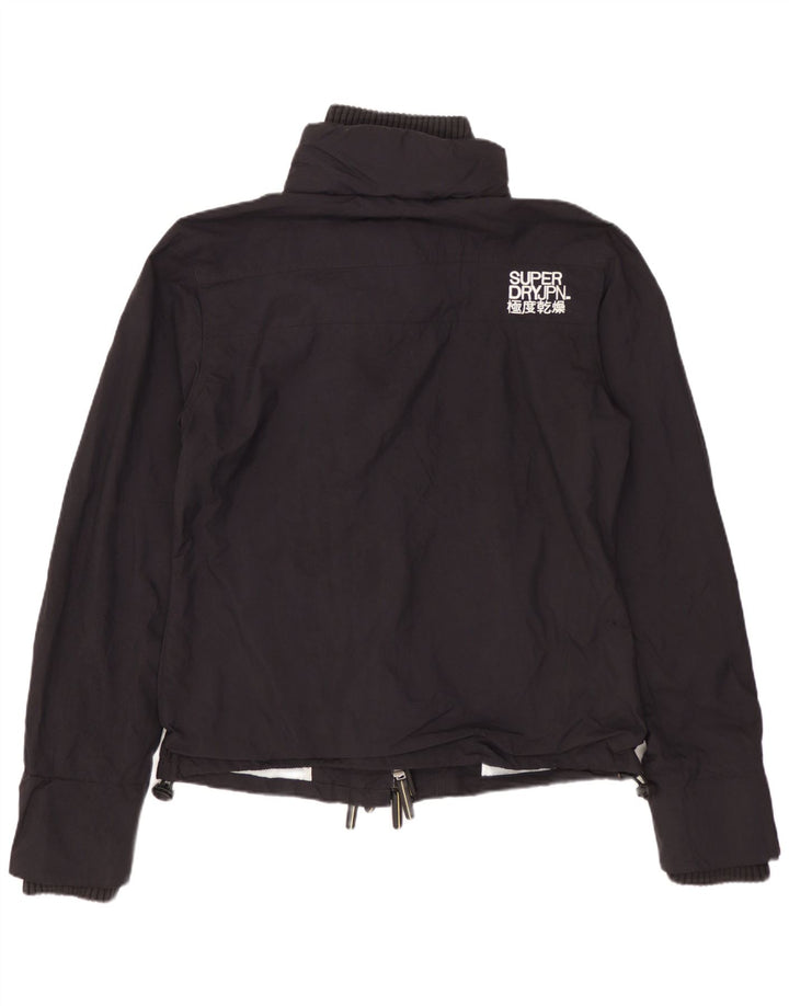 Damska kurtka przeciwdeszczowa Superdry UK 16, duża, czarna nylonowa