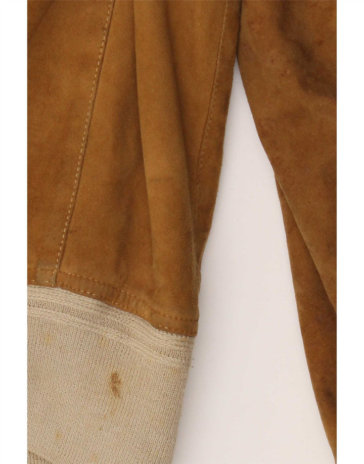Męska zamszowa kurtka bomber w stylu vintage IT 52 XL Beżowa skóra