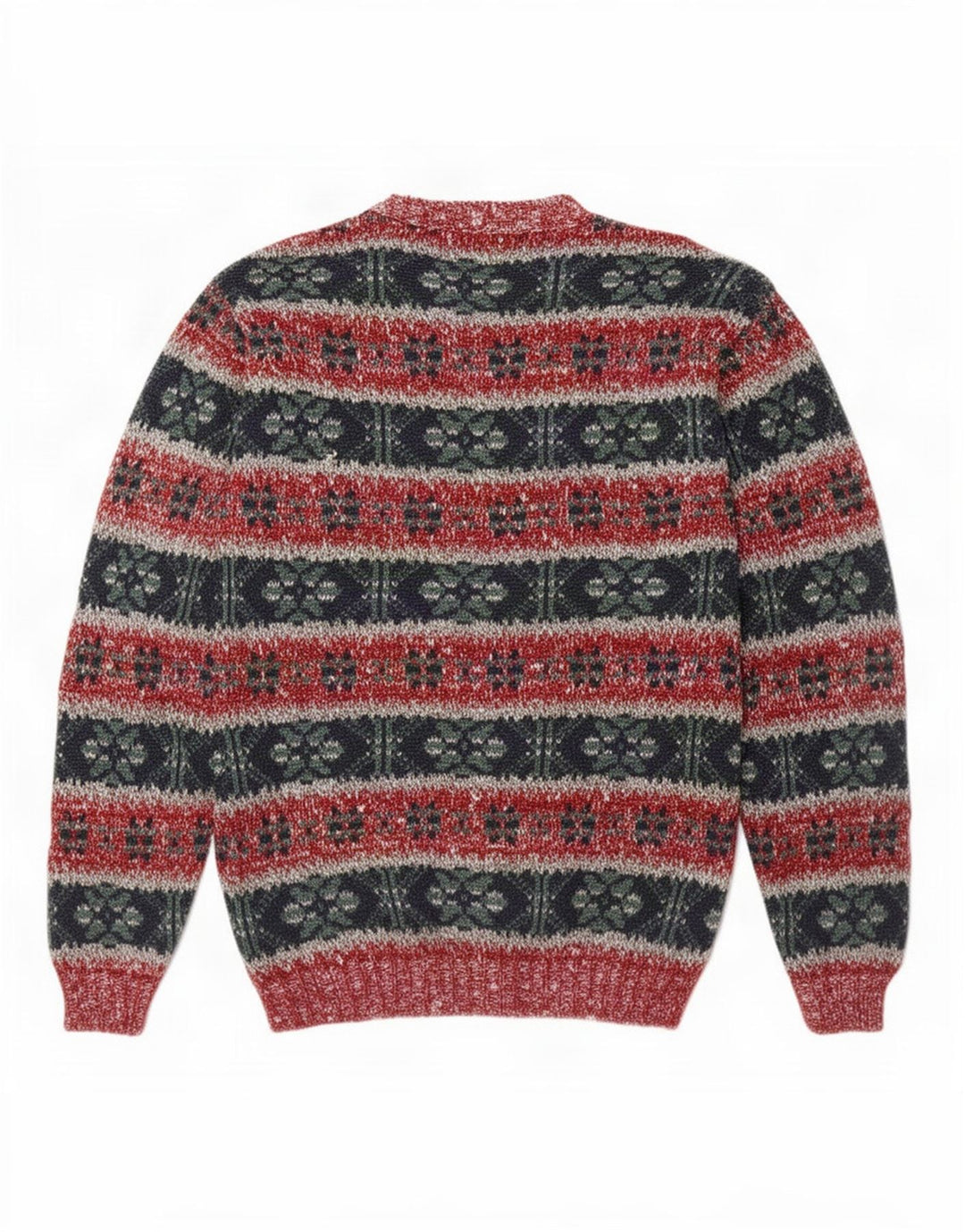 Sweter męski w stylu vintage z okrągłym dekoltem, średnio wielobarwny, z wełny Fair Isle