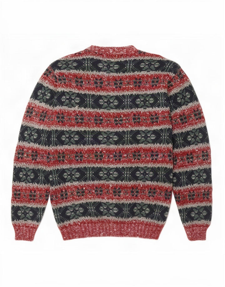 Sweter męski w stylu vintage z okrągłym dekoltem, średnio wielobarwny, z wełny Fair Isle
