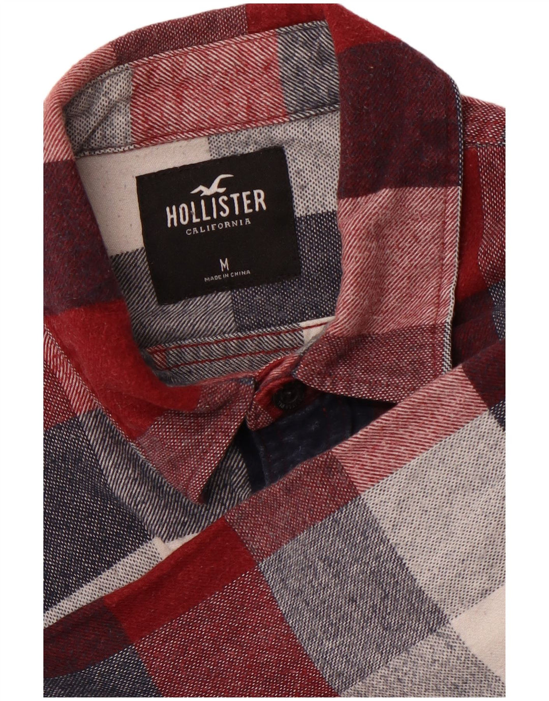 HOLLISTER Męska koszula flanelowa w średnią bordową kratkę