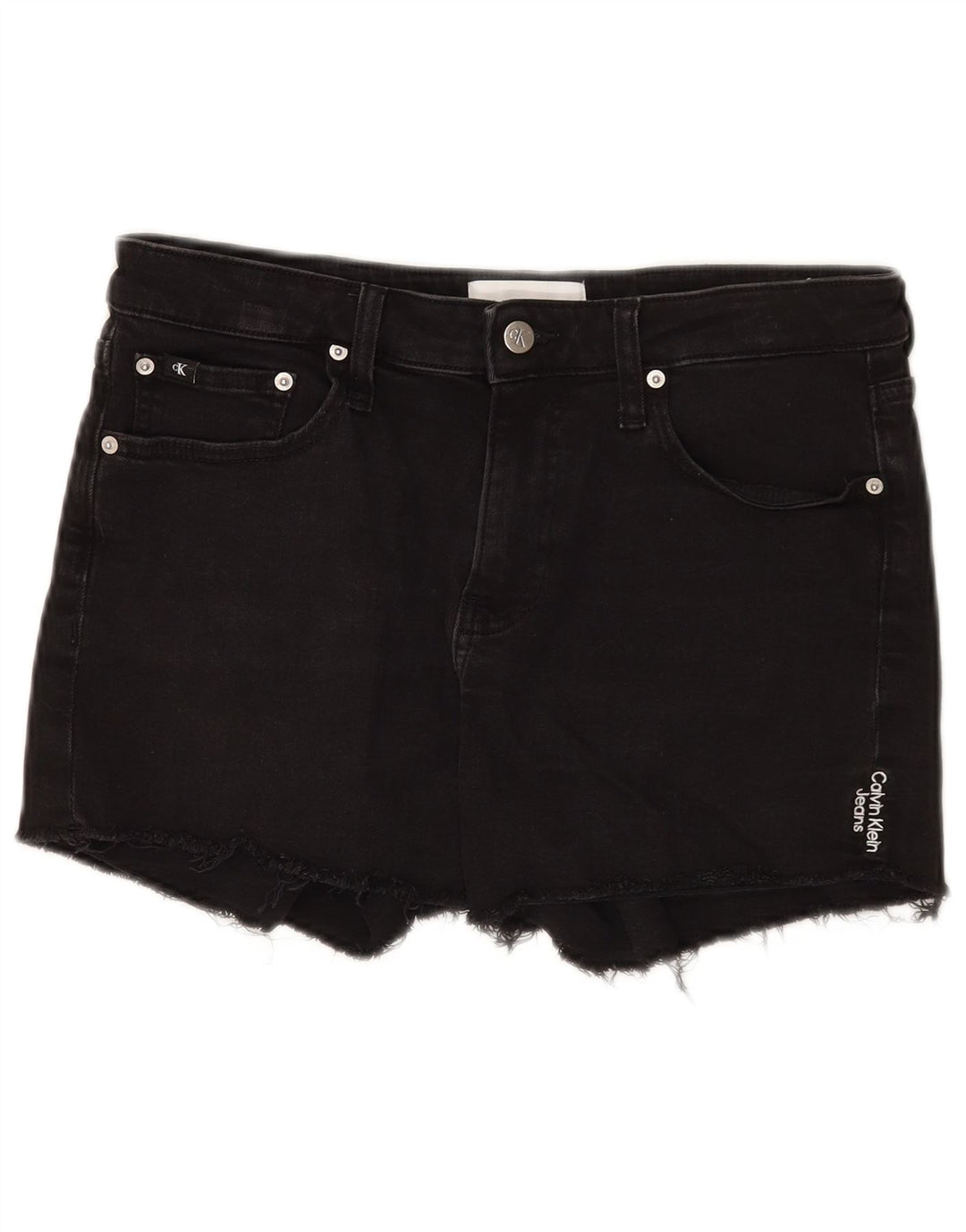 Damskie spodenki jeansowe Calvin Klein W28 Średnia czarna bawełna