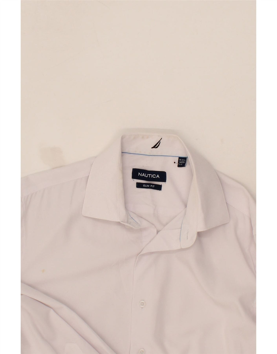 NAUTICA Mens Slim Fit Shirt Size 14 1/2 Small White Polyester Vintage Nautica and Second-Hand Nautica from Messina Hembry 