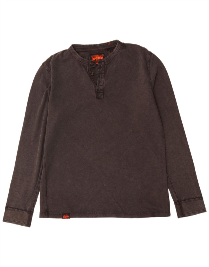 Męski top Superdry z długim rękawem, duży, szary, bawełniany