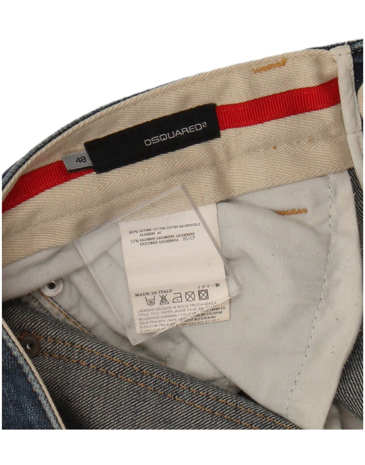 Dsquared2 Męskie proste dżinsy IT 48 Medium W34 L29 Niebieskie bawełniane