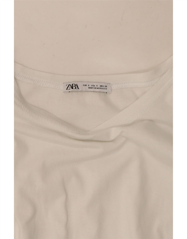 ZARA Womens Oversized Crop T-Shirt Top UK 10 Small White