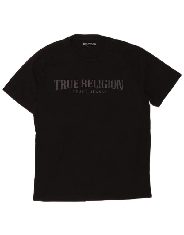 Męska koszulka z grafiką True Religion, średnia czarna, bawełniana