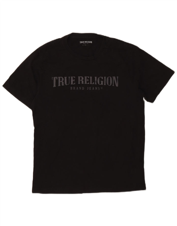 Męska koszulka z grafiką True Religion, średnia czarna, bawełniana