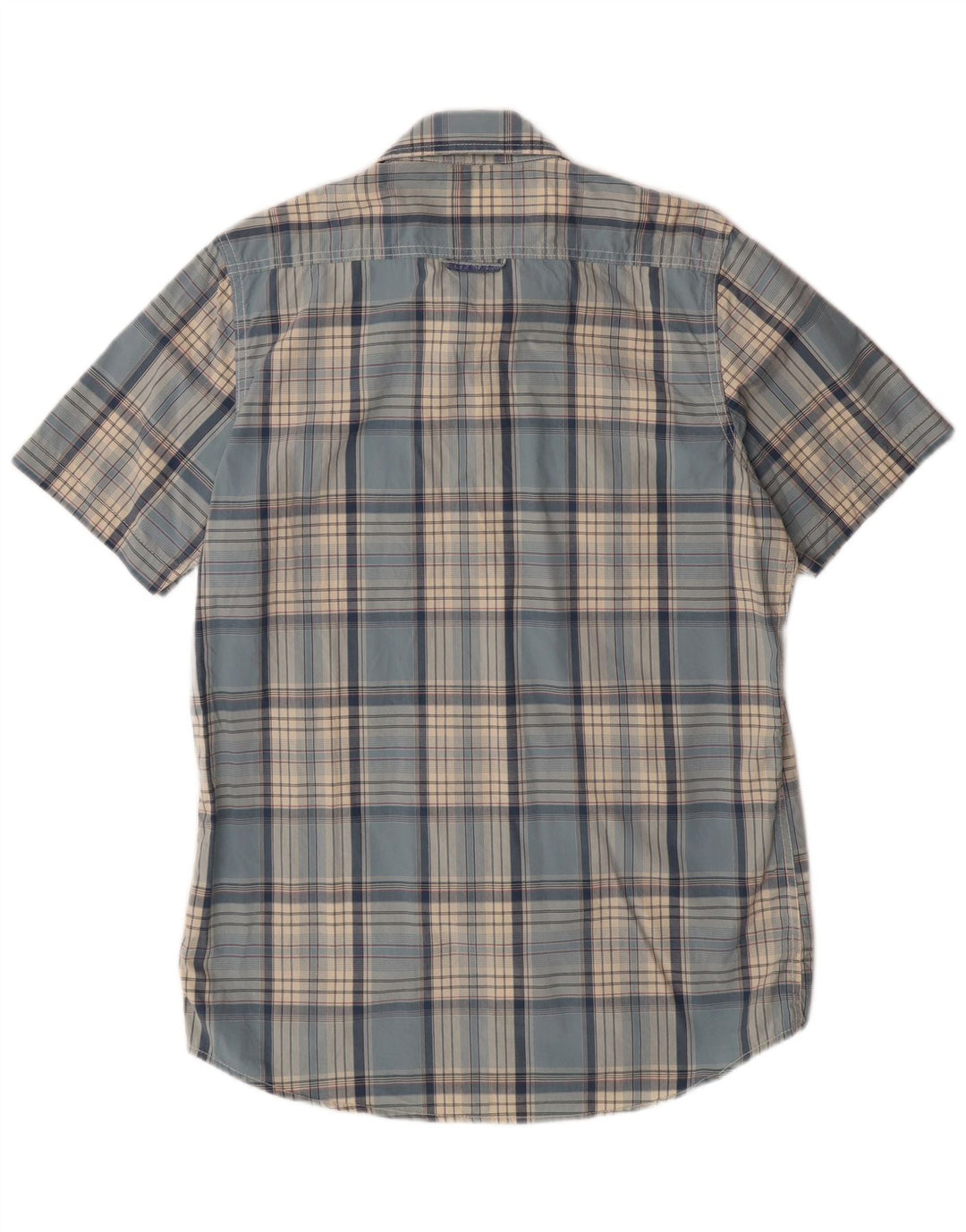 SUPERDRY Męska koszula z krótkim rękawem XL, niebieska kratka, bawełniana