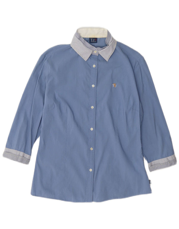 Damska koszula z rękawem 3/4 Trussardi Jeans UK 12 w średnie niebieskie prążki