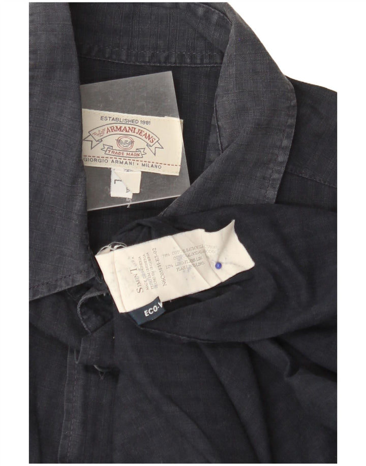 ARMANI JEANS Koszula męska duża, bawełniana w granatowe prążki