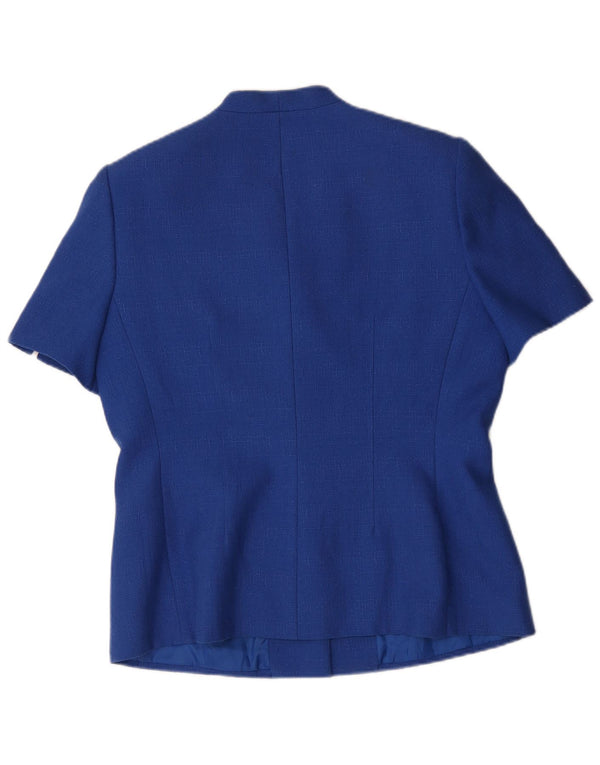 Kasper Womens Short Sleeve 4 Button Blazer Jacket UK 14 Large Blue