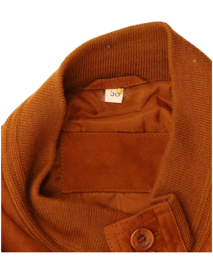 Vintage męska zamszowa kurtka bomber IT 56 3XL brązowa skóra