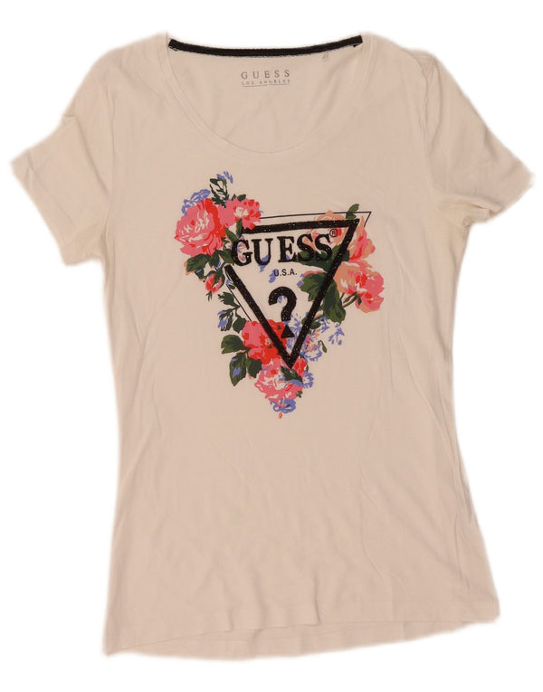 Damska koszulka graficzna Guess Top UK 12 Medium White