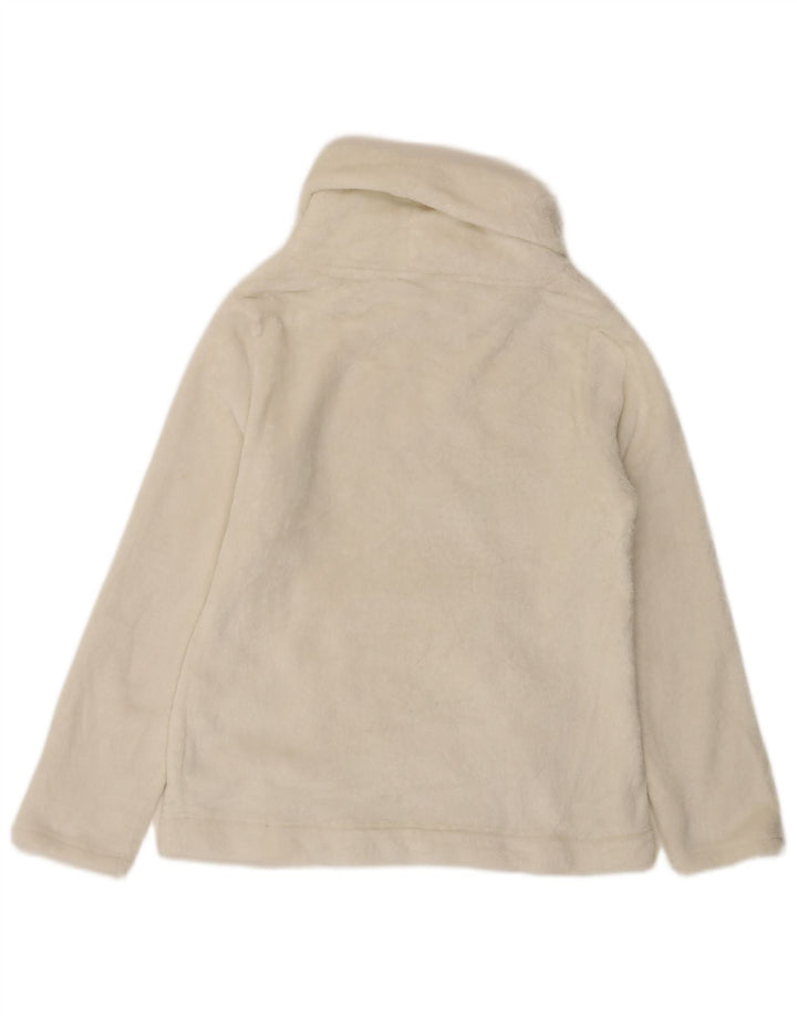 FAT FACE Womens Roll Neck Fleece Jumper UK 10 Small White Polyester