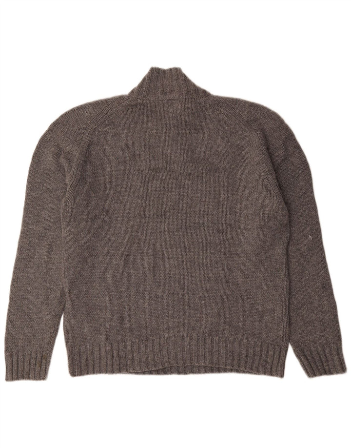 Marks & Spencer Męski sweter z guzikami pod szyją i autografem, duży, szary