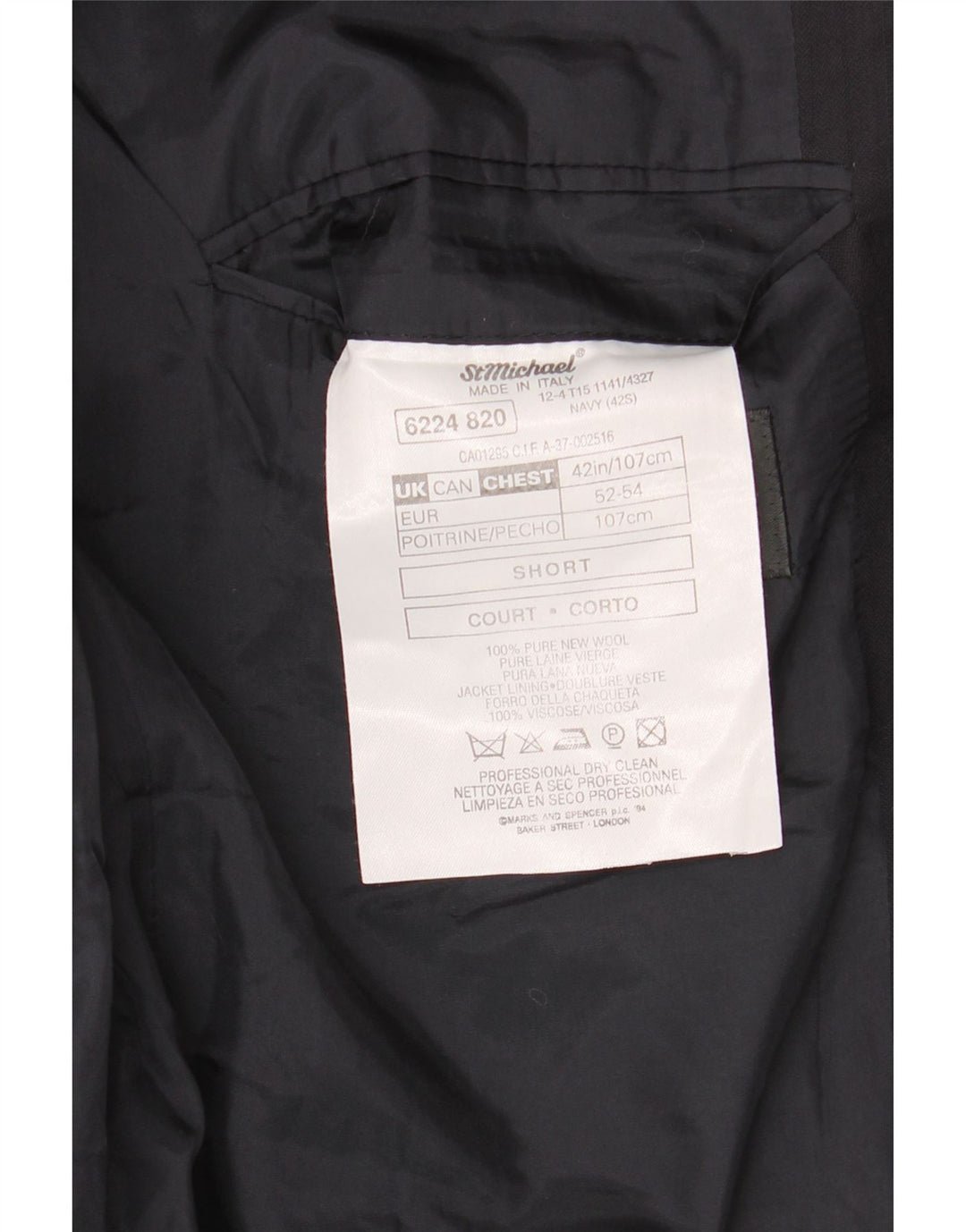 Marks & Spencer Męska marynarka zapinana na 2 guziki UK 42 XL Granatowa, nowa wełna