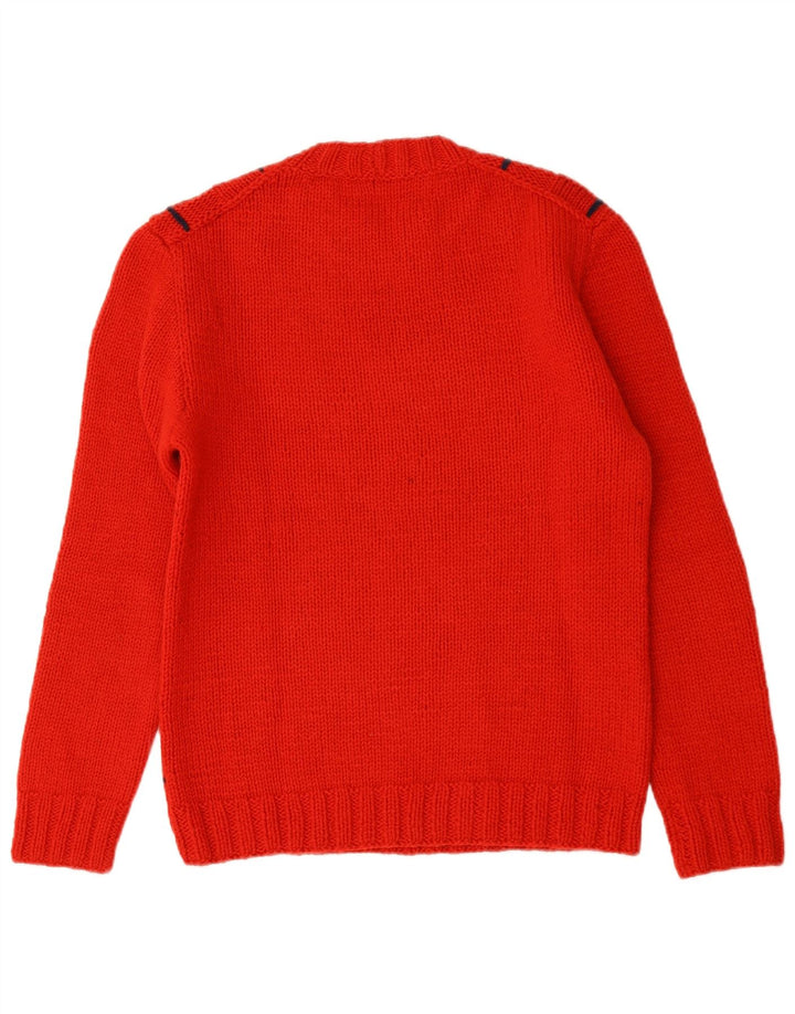 Sweter damski w stylu vintage z okrągłym dekoltem UK 16, duża czerwona kratka