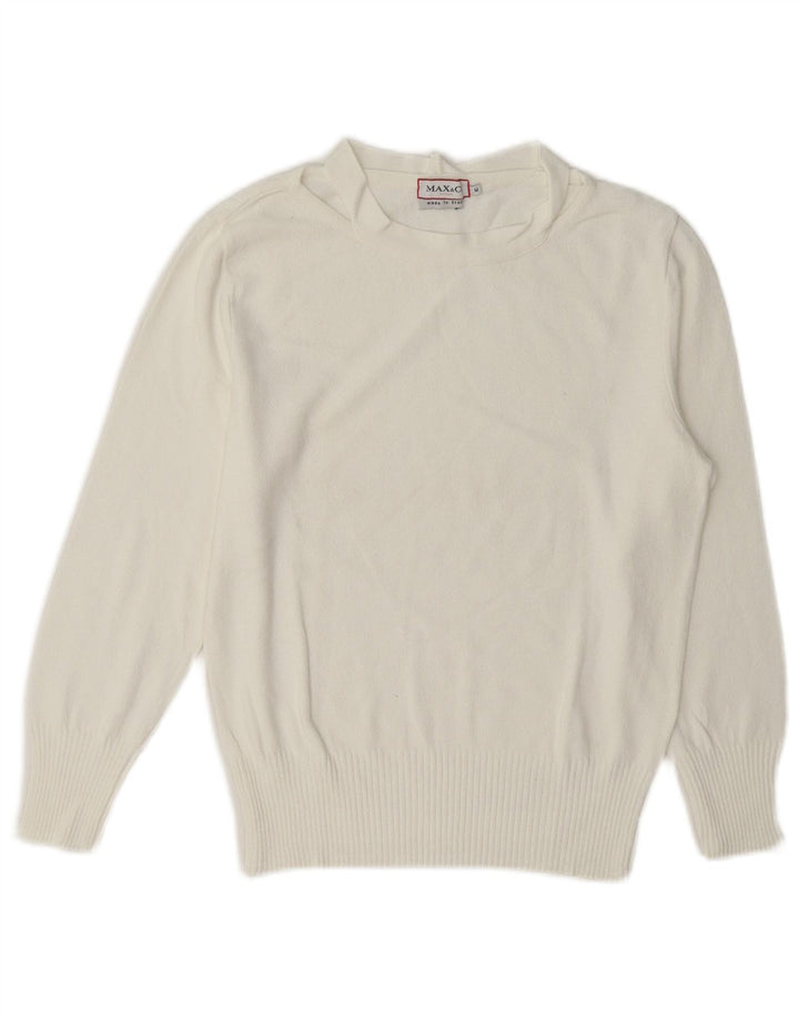 Damski sweter z dekoltem w łódkę Max & Co. UK 12, średni biały