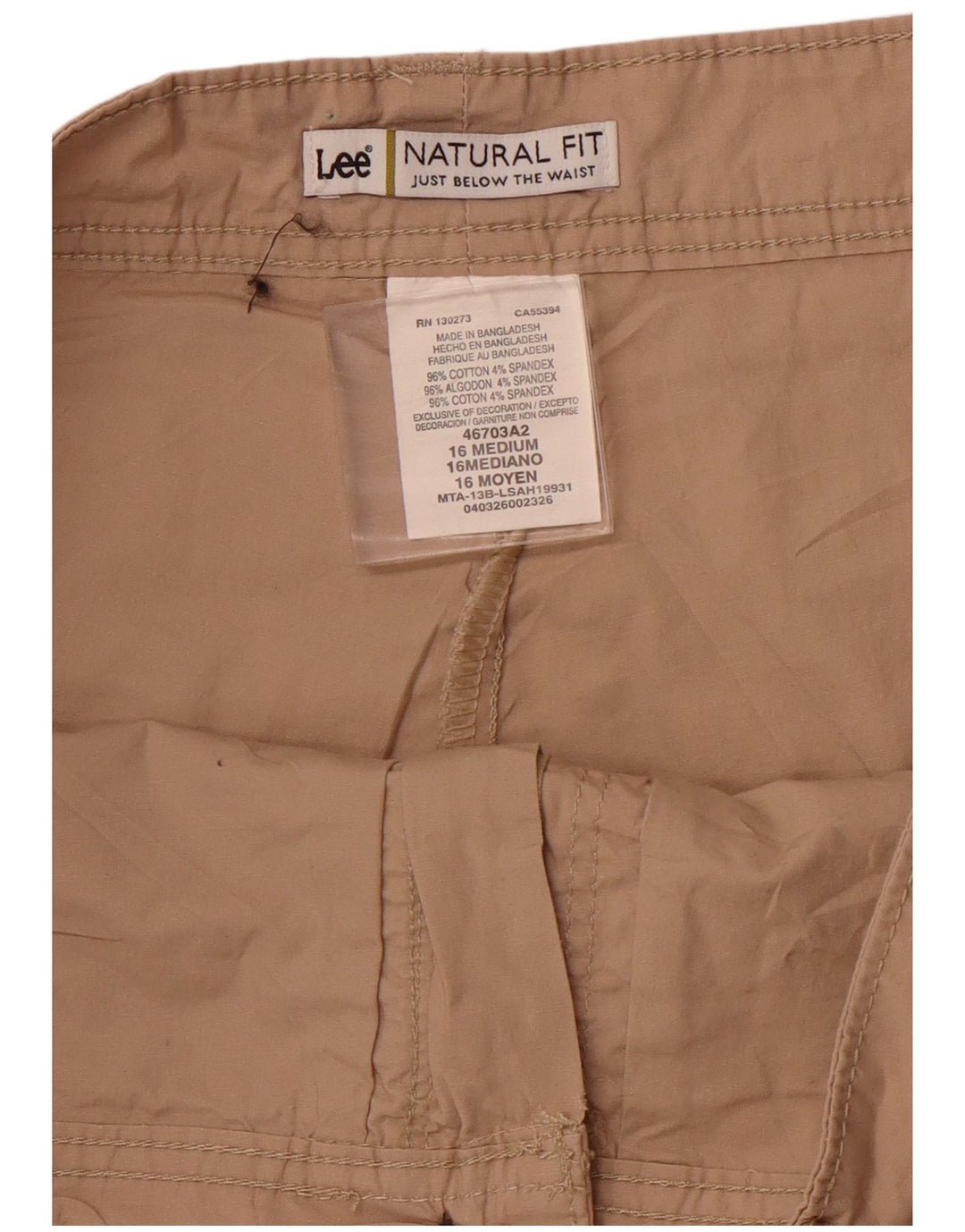 LEE Damska Mini Skort US 16 2XL Brązowa Bawełna