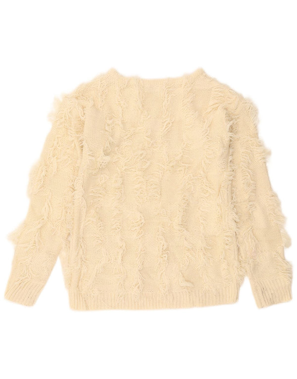 Sweter damski w stylu vintage z dekoltem w łódkę UK 10, mały, w kolorze złamanej bieli