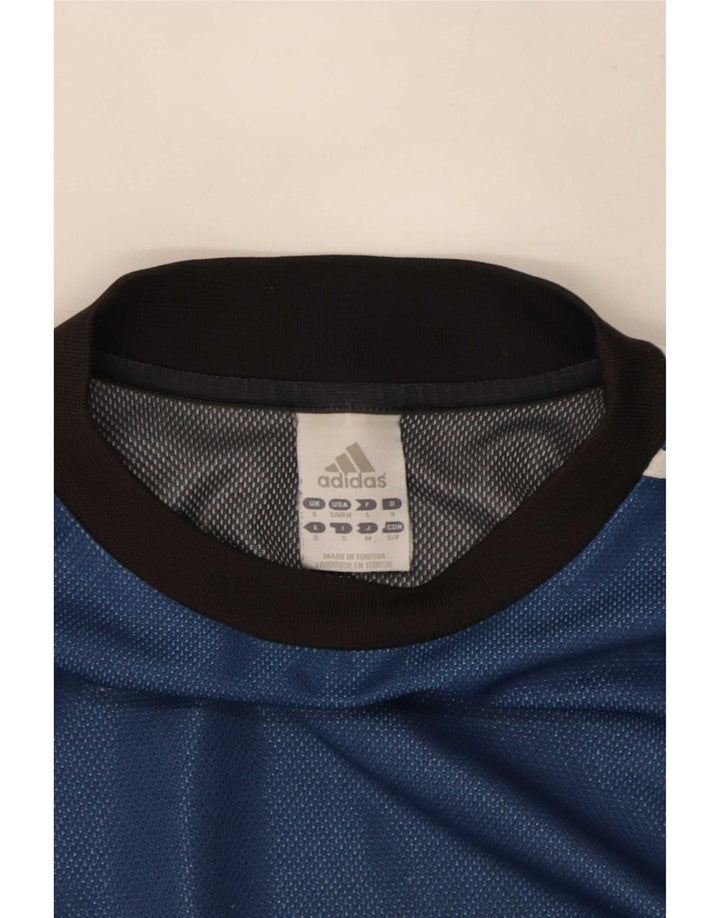 Męska koszulka z grafiką Adidas, mała, niebieska koszulka z blokiem kolorów