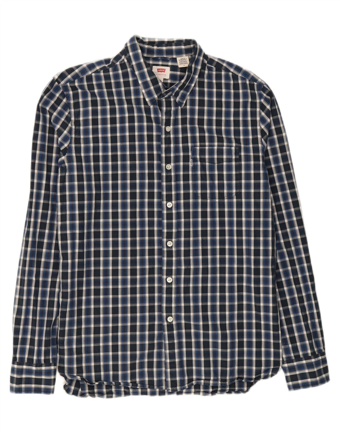 LEVI'S Mens Shirt Medium Navy Blue Check Cotton