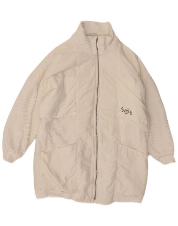 Damski płaszcz wiatrówka oversize VINTAGE EU 38 Średni biały poliamid