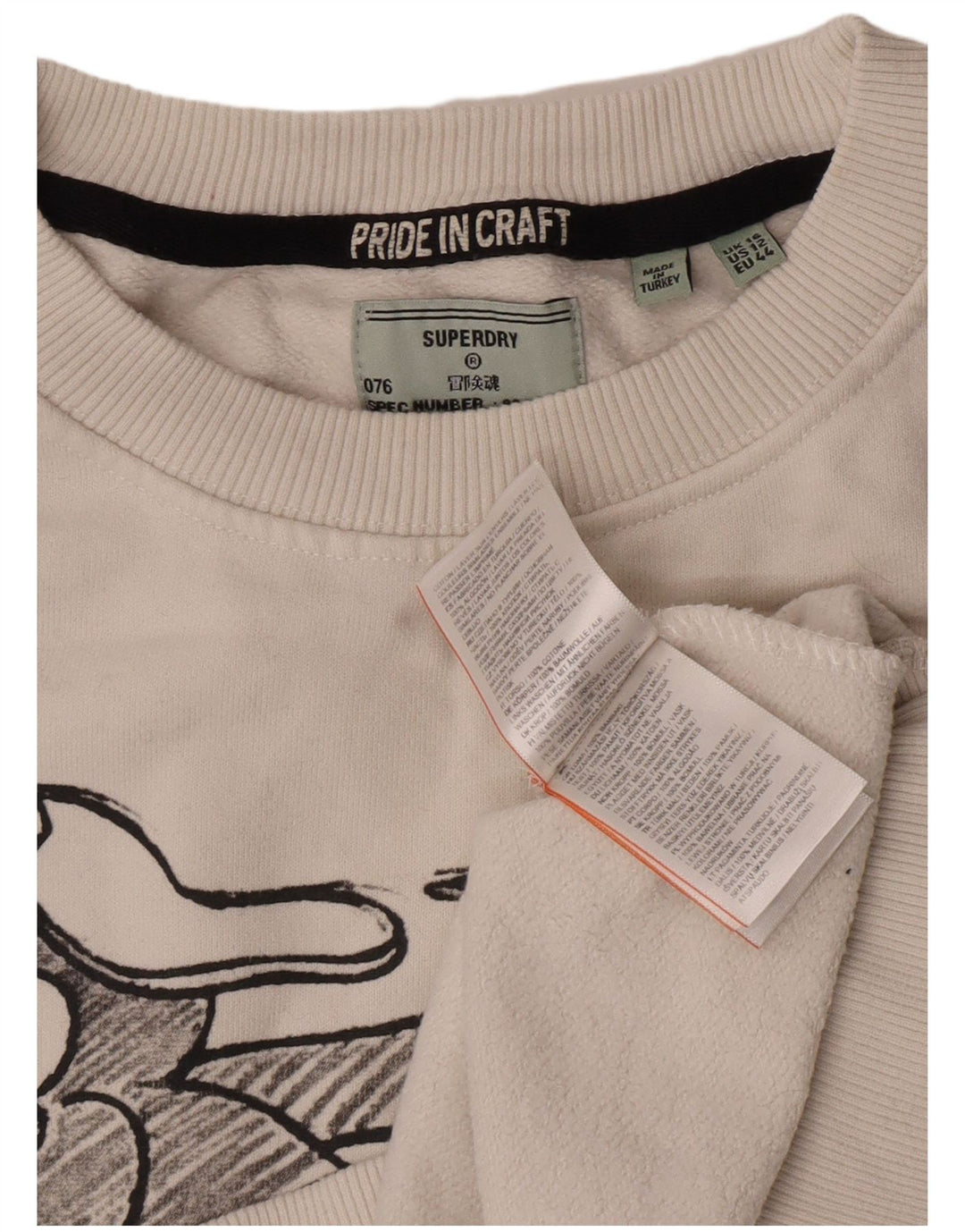 Damski sweter oversize Superdry Graphic UK 16, duży, biały