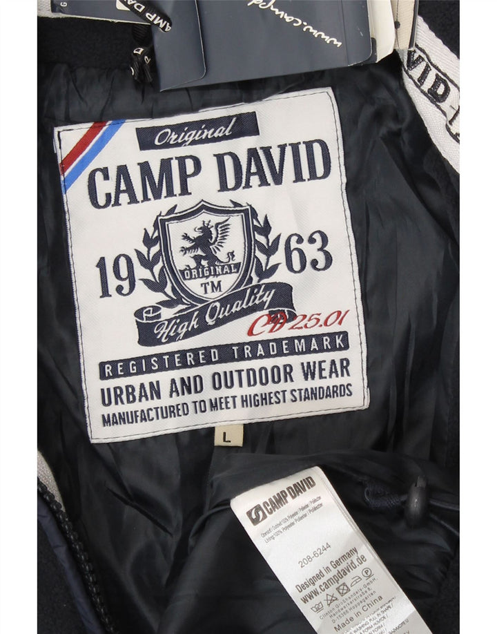 Męska kurtka bomber Camp David Graphic UK 40, duża granatowa, z blokami kolorów