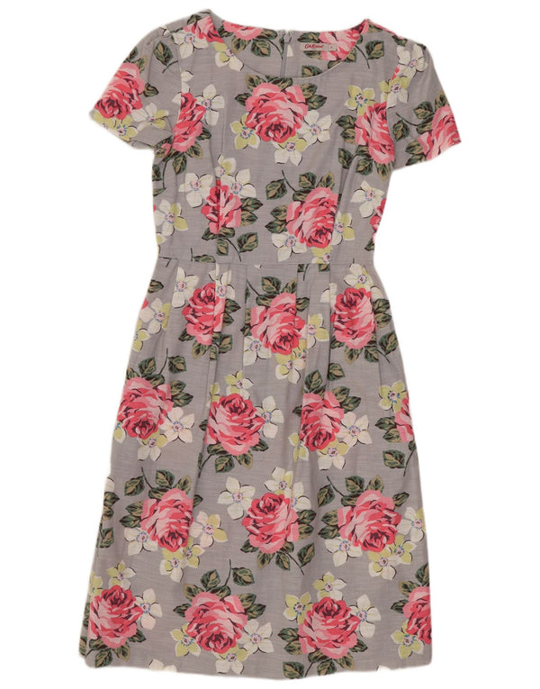 CATH KIDSTON Womens A-Line Dress UK 8 Small  Grey Floral Cotton