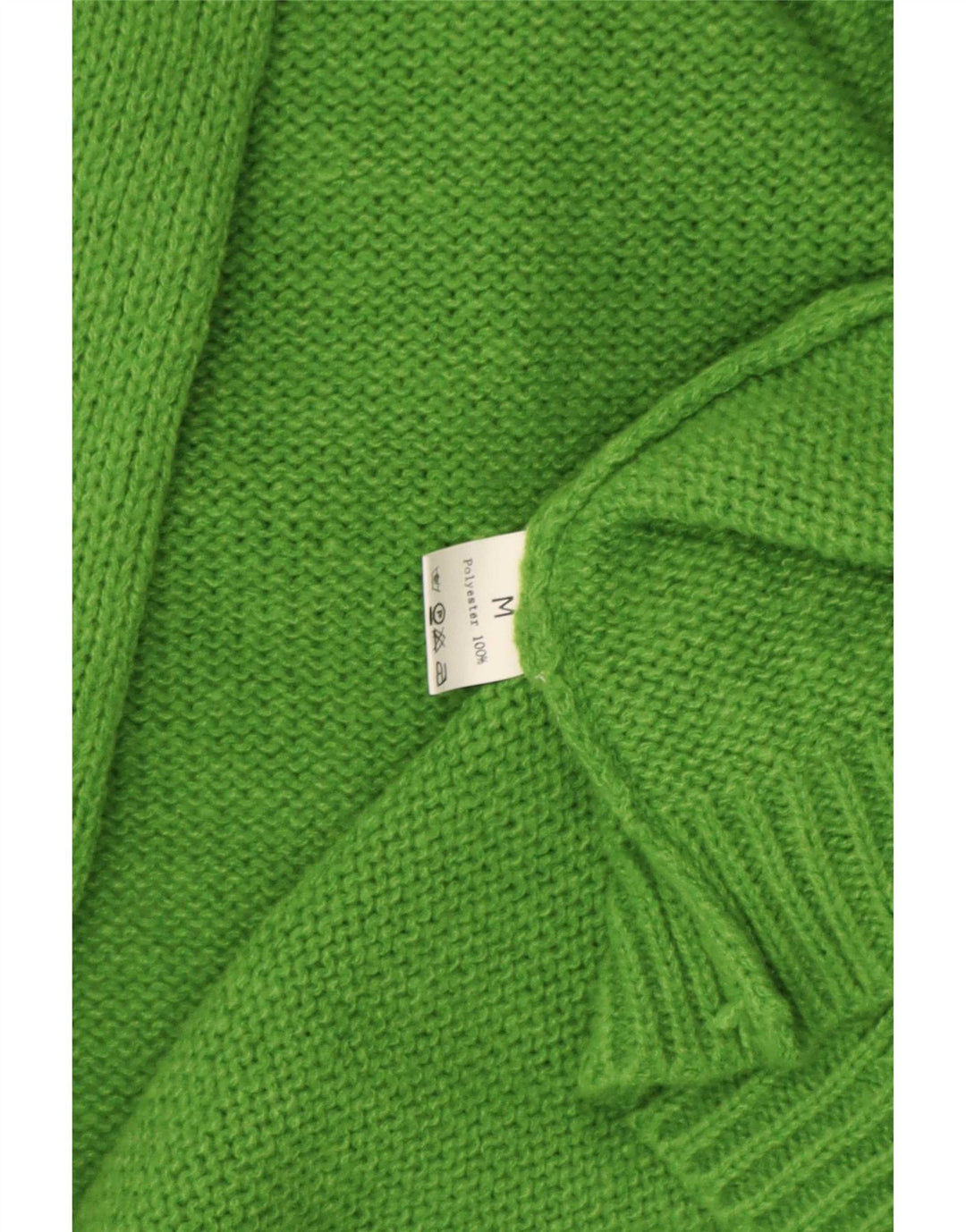 Vintage damski sweter o przedłużonym kroju, z otwartym kardiganem, UK 14, średni zielony poliester