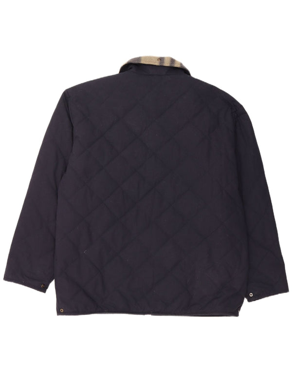 Vintage męska pikowana kurtka UK 44 2XL granatowa, bawełniana