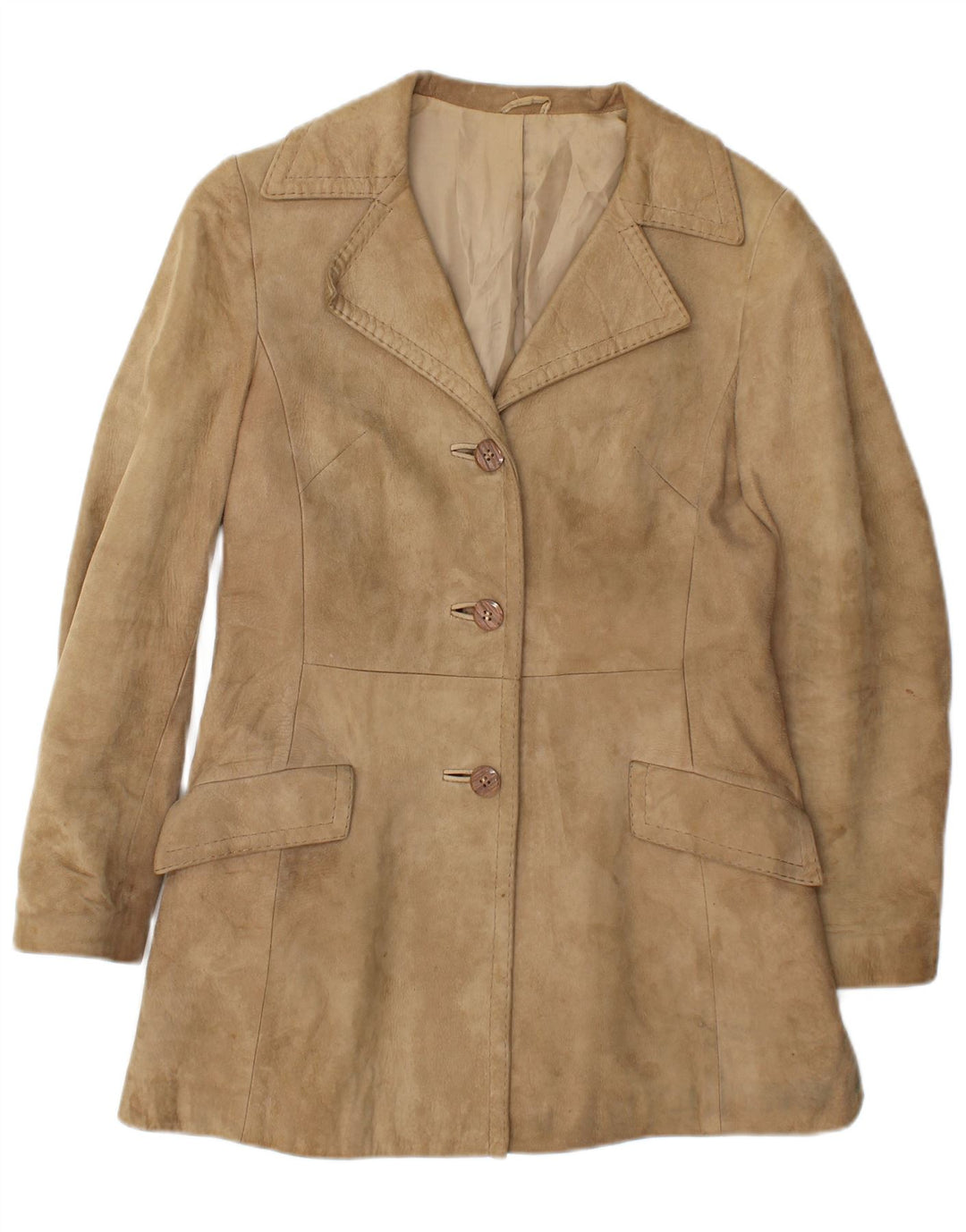 Zamszowa kurtka damska Vintage UK 10 Small Beige