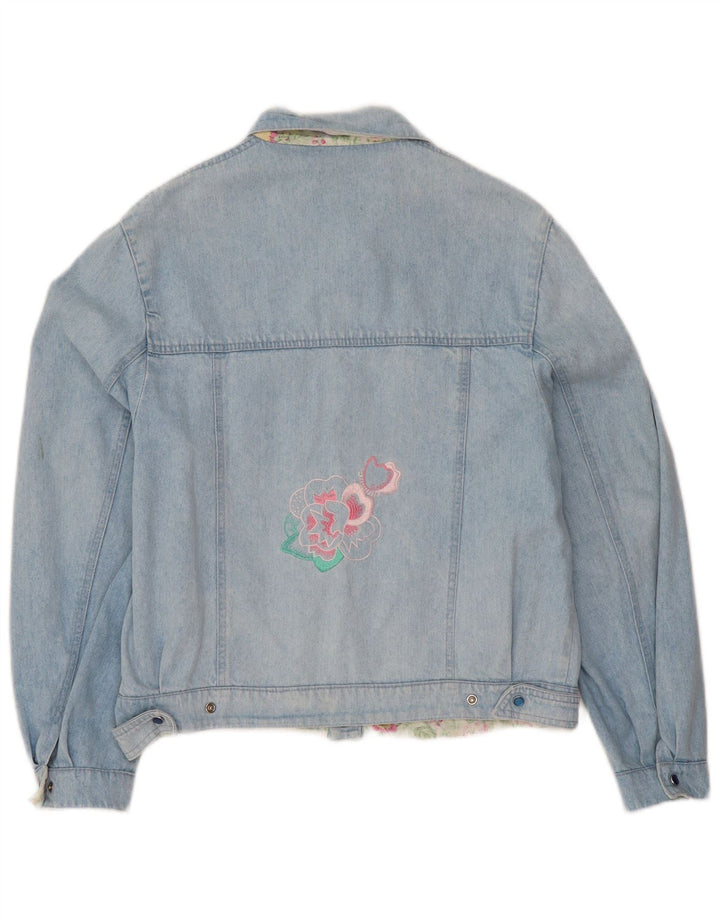 Damska kurtka dżinsowa w stylu vintage IT 44 w kolorze średnioniebieskim w kwiaty