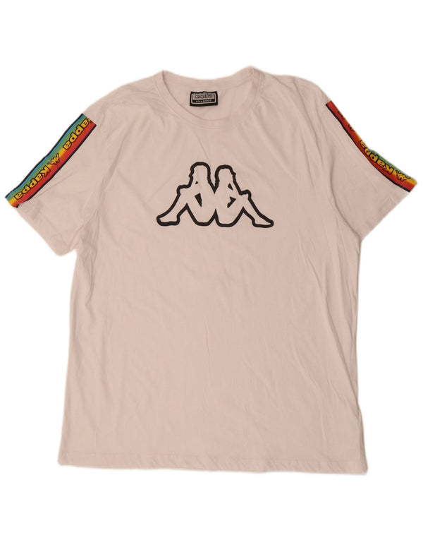 Męski T-shirt z grafiką KAPPA Top 2XL Biała bawełna z blokami kolorów