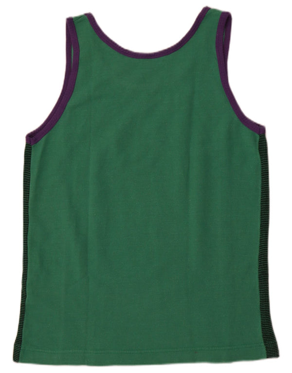 Męska kamizelka w stylu vintage z grafiką, mała, zielona w prążki