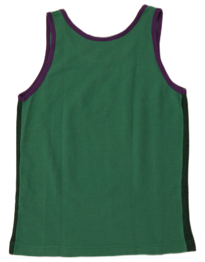 Męska kamizelka w stylu vintage z grafiką, mała, zielona w prążki