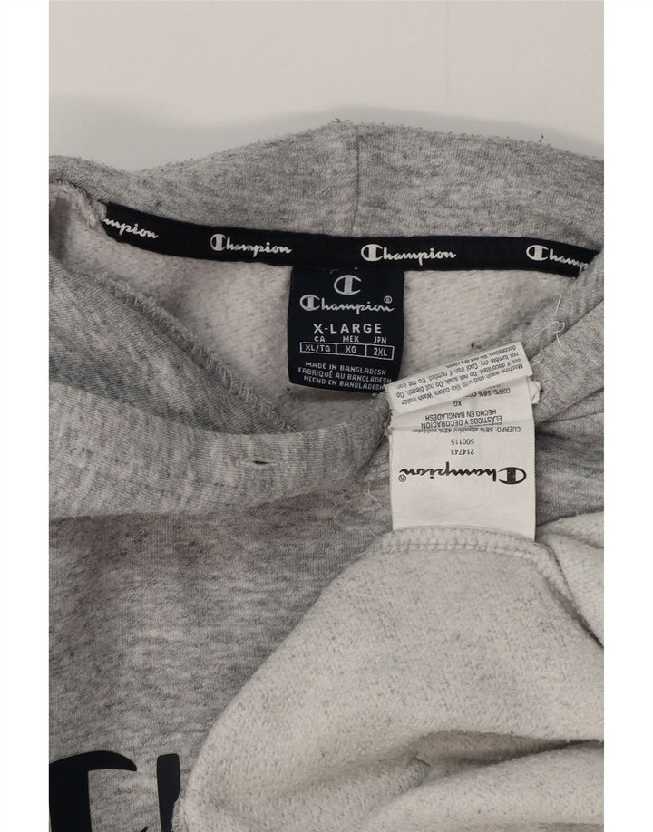 Męski sweter z kapturem i grafiką CHAMPION XL, szara, bawełniana w plamki