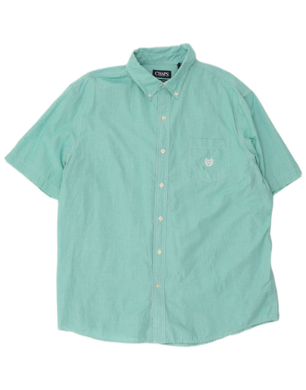 Koszula męska z krótkim rękawem Chaps Easy Care, 2XL, turkusowa bawełna w pepitkę