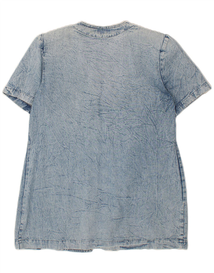 VINTAGE Womens Short Sleeve Denim Jacket UK 14 Medium Blue Cotton Vintage Vintage and Second-Hand Vintage from Messina Hembry 