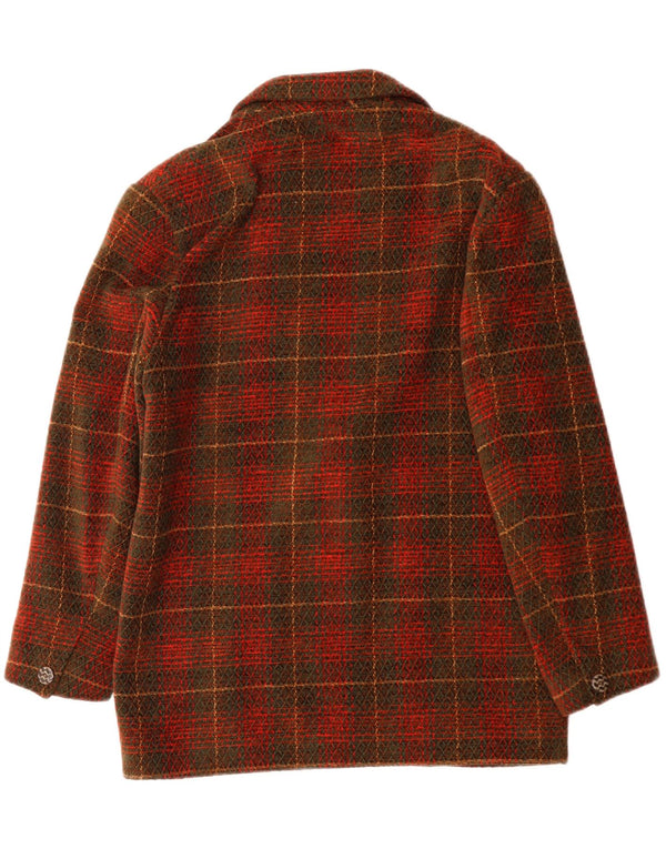 VINTAGE damska marynarka zapinana na 2 guziki US 10, duża, akrylowa czerwona krata