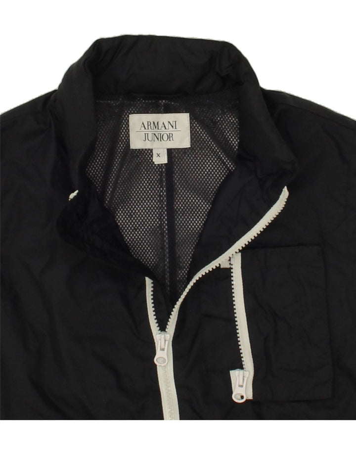 ARMANI JUNIOR Boys Hooded Gilet 11-12 Years Black Polyamide Vintage Armani Junior and Second-Hand Armani Junior from Messina Hembry 
