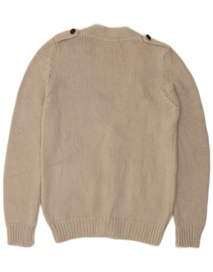 Zara Męski sweter rozpinany, duży, beżowy, akrylowy
