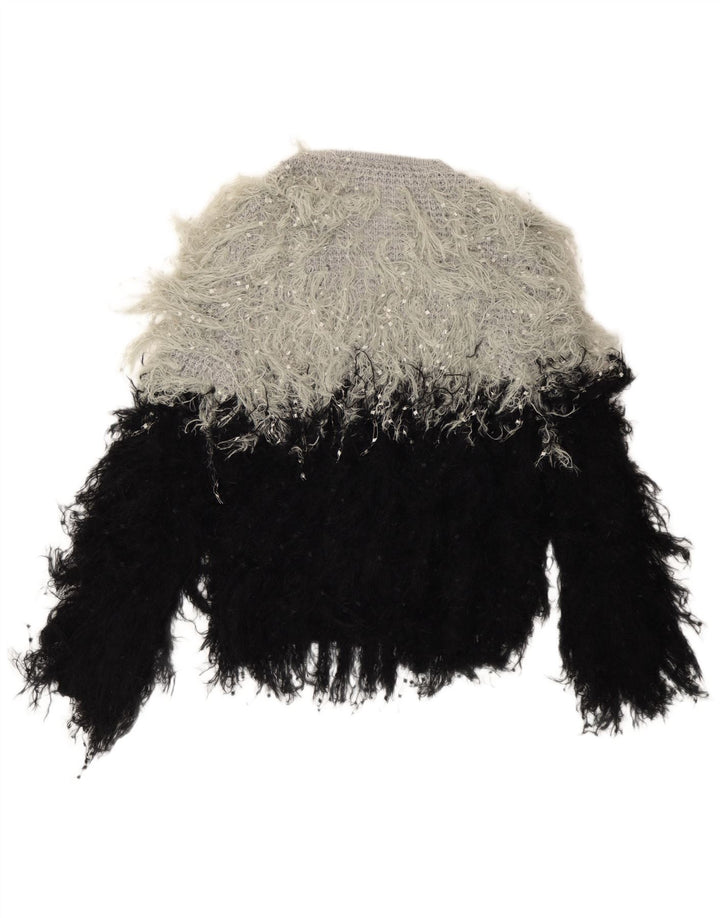 Damski sweter oversize Zara z dekoltem w kształcie litery V, UK 14, średni czarny, blok kolorów