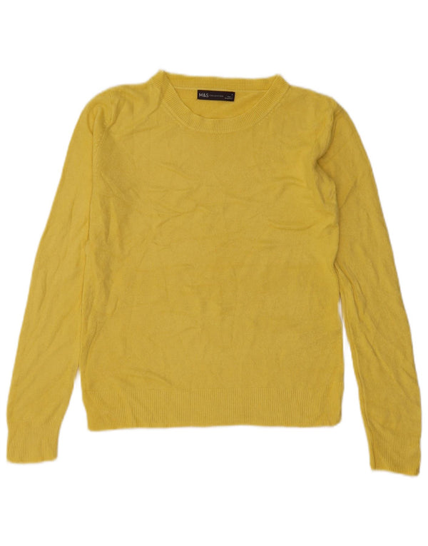 Marks & Spencer Damski sweter z dekoltem w łódkę, UK 8, mały, żółty, akrylowy