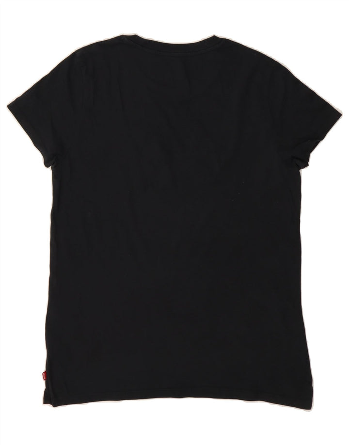 LEVI'S Womens Graphic T-Shirt Top UK 12 Medium Black Cotton Vintage Levi's and Second-Hand Levi's from Messina Hembry 