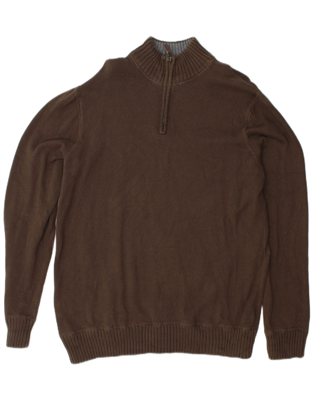 EDDIE BAUER Męski sweter zapinany na zamek, duży, brązowy, bawełniany